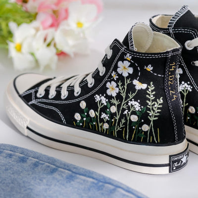 Daisy Embroidered Converse High Top