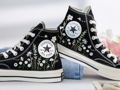 Daisy Embroidered Converse High Top