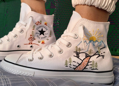 Mountain & Hiking Scene Converse Embroidery