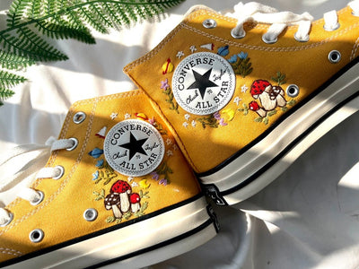 Mushroom and Wildflower Converse Embroidery