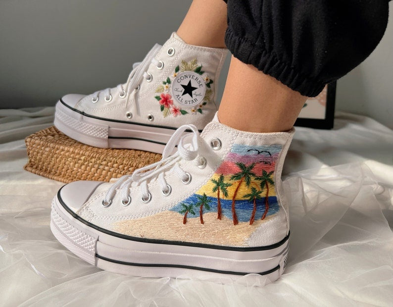Beach Sunset Converse Embroidery