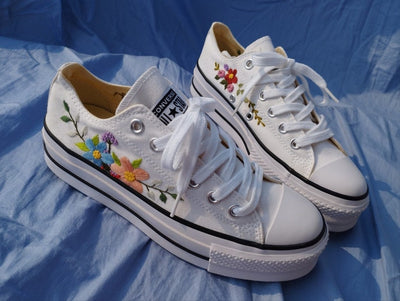 Custom Converse Platform Flower Embroidery