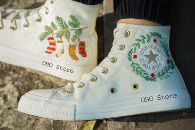 Santa Claus and Reindeer Embroidered Shoes