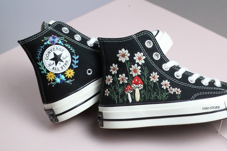 Mushroom Embroidered Sneakers