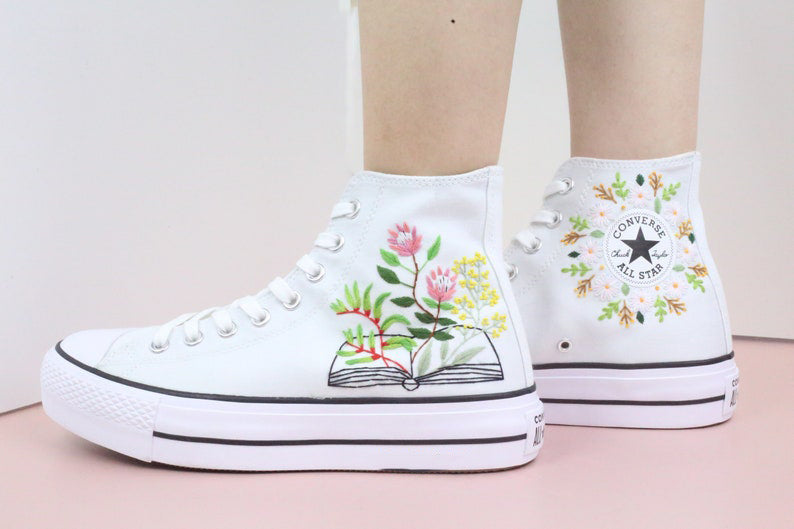 Floral Book Converse Embroidery