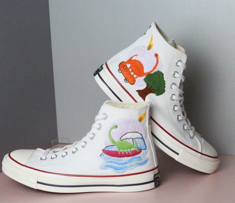 Dinosaur Boat Converse Embroidery