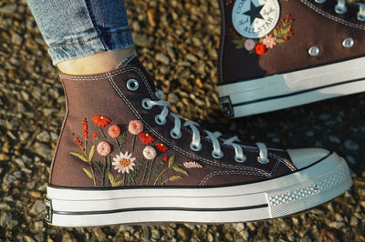 Daisy Poppy Meadow Converse Embroidery