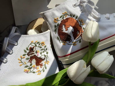 Rabbit and Fox Converse Embroidery