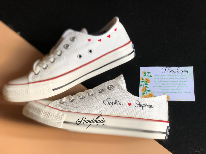 Personalized Names Heart Converse Embroidery
