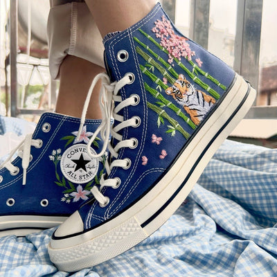 Tiger and Bamboo Converse Embroidery