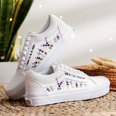 Lavender Wedding Converse Embroidery