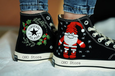 Santa Claus and Reindeer Embroidered Shoes