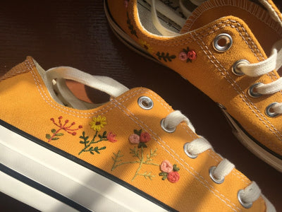 Mustard Wildflower Converse Embroidery