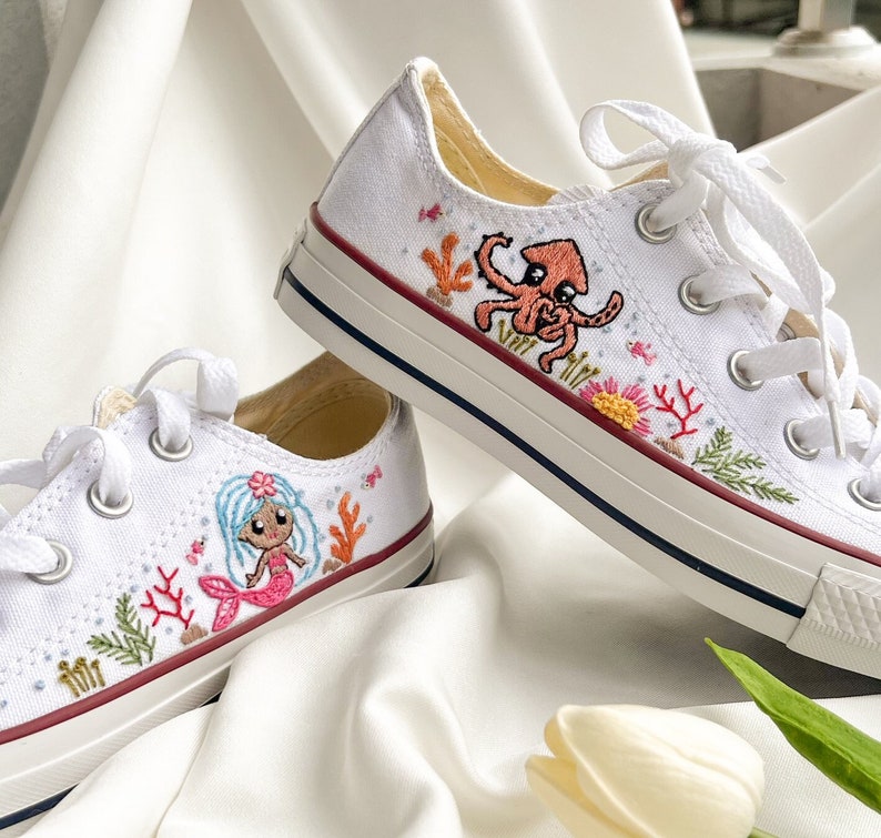 Mermaid and Squid Converse Embroidery
