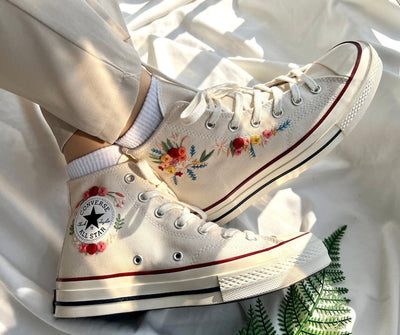 Pastel Rose Garden Converse Embroidery