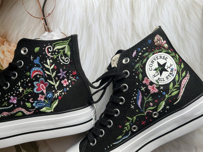 Colorful Garden Converse Embroidery