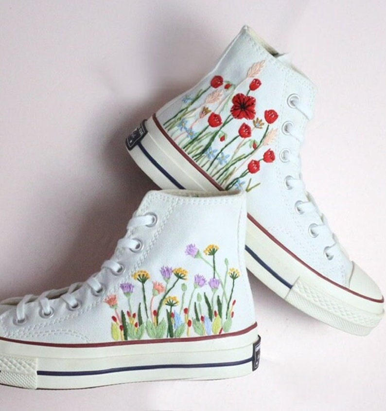 Poppy Wildflower Converse Embroidery