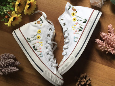 Bee and Flowers Converse Embroidery