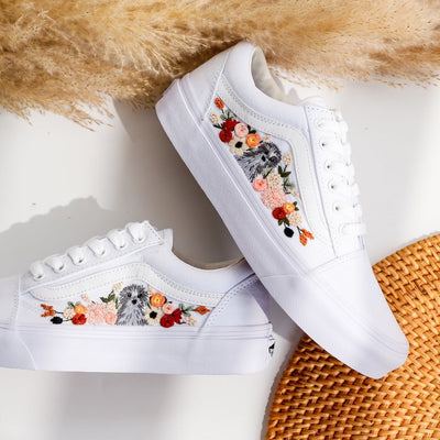 Dog & FLower Embroidered Vans