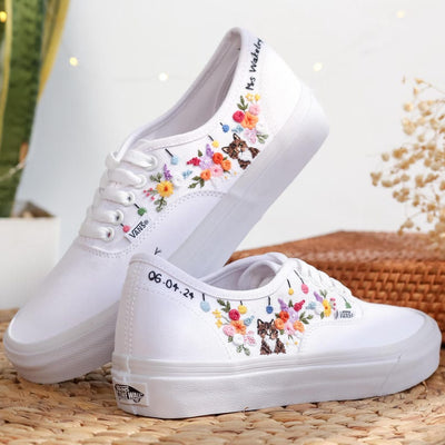 Cat Wildflower Converse Embroidery