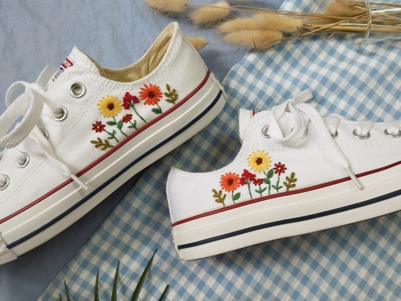 Flower Garden Converse Embroidery