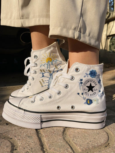 Mountain and Sun Converse Embroidery