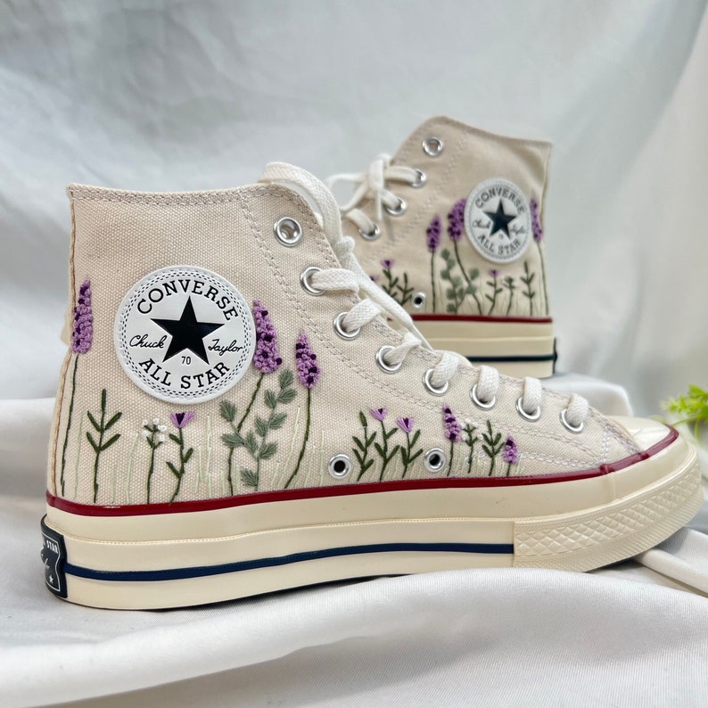 Lavender Embroidered High Tops