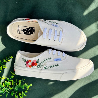 Embroidered Vans Bouquet Of Colorful Roses