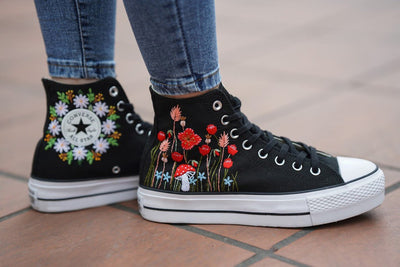 Poppy Field Converse Embroidery
