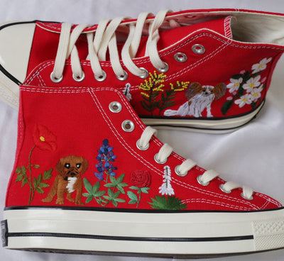 Puppy Wildflower Converse Embroidery