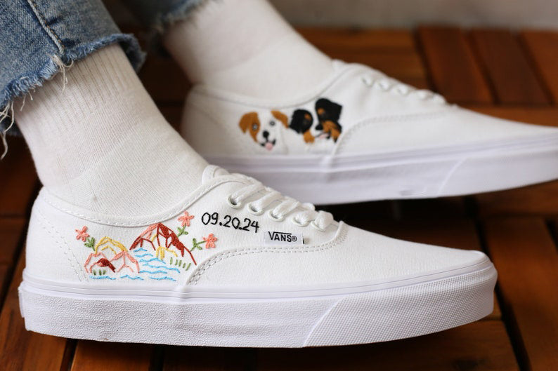 Mountain & Puppy Converse Embroidery