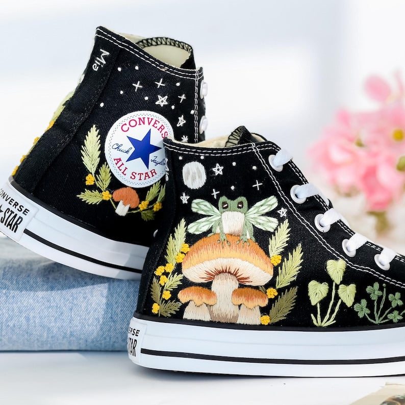 Mushrooms Embroidered Converse Shoes