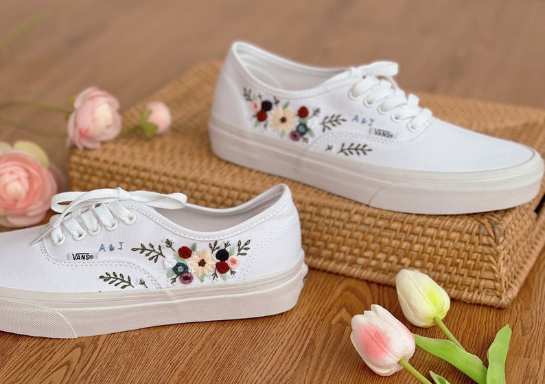 Anemone Rose Wedding Converse Embroidery