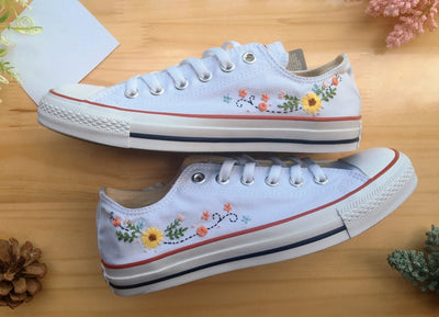 Sunflower and Rose Converse Embroidery