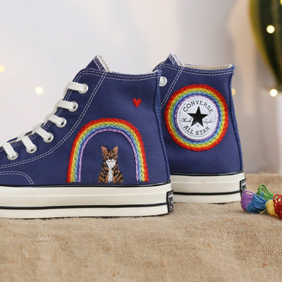 Rainbow Cat Converse Embroidery