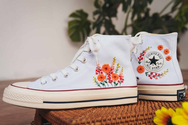 Orange Bloom Converse Embroidery