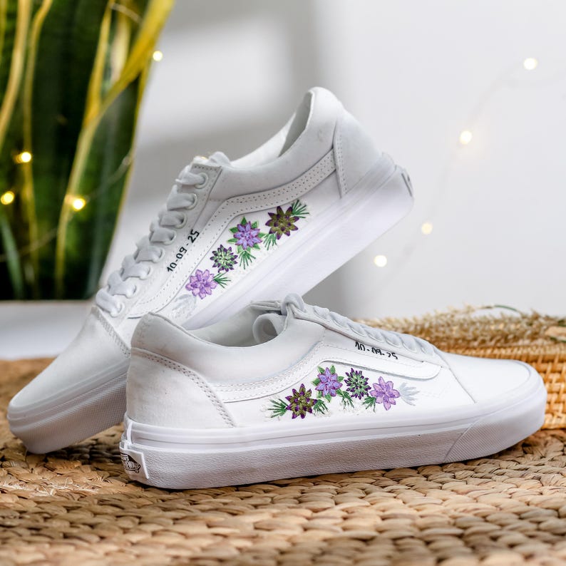 Purple Aster Wedding Converse Embroidery