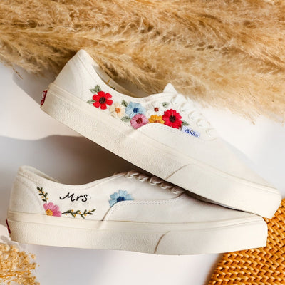 Color Flower Embroidered Vans