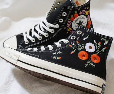 Poppy Daisy Bouquet Converse Embroidery