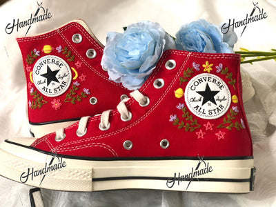 Starry Floral Wreath Converse Embroidery