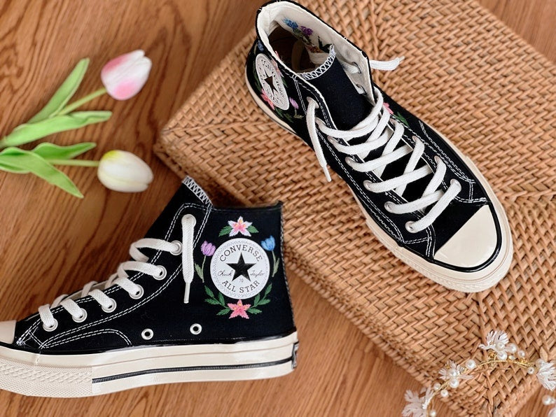 Pastel Wildflowers Converse Embroidery
