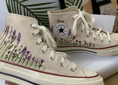 Lavender Field Converse Embroidery