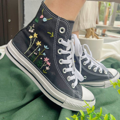 Pastel Wildflowers Converse Embroidery