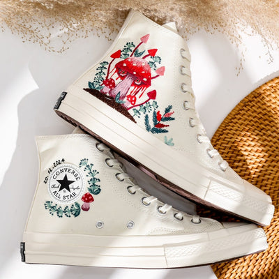 Red Mushroom Embroidered Converse High Top