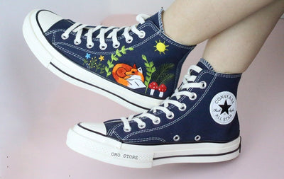 Converse Embroidered Fox and Mushroom Shoes