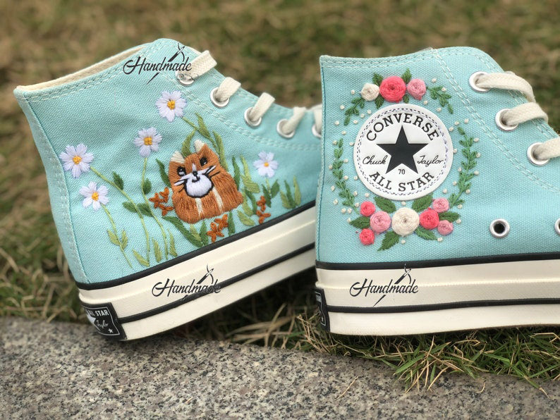 Hamster Daisy Wreath Converse Embroidery