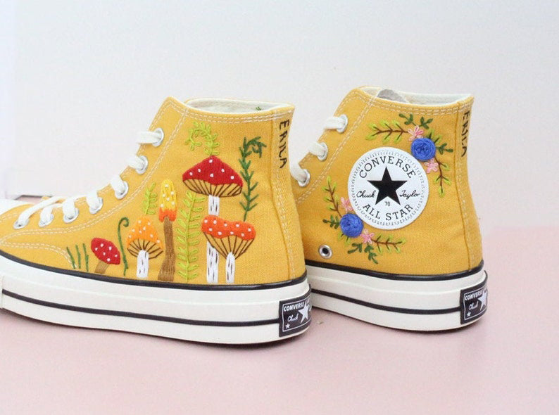 Autumn Mushrooms Converse Embroidery