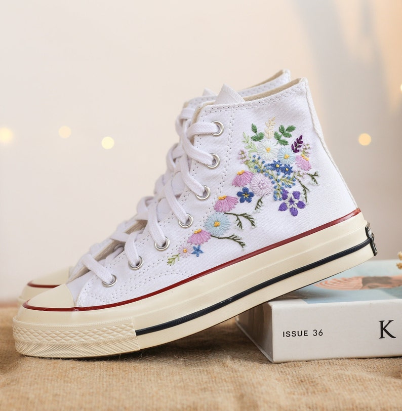 Pastel Wildflower Converse Embroidery
