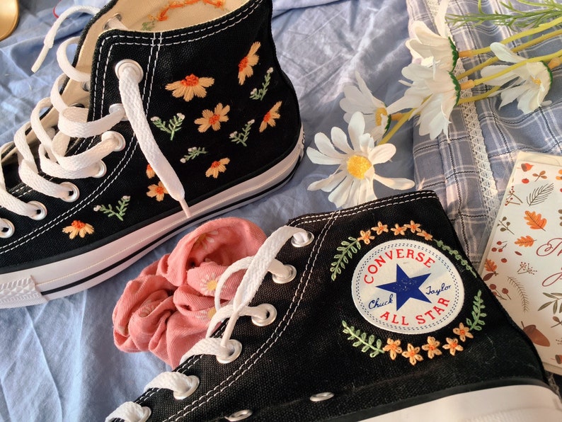 Orange Daisy Converse Embroidery