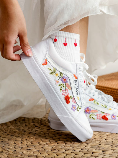 Colorful Wildflower Converse Embroidery